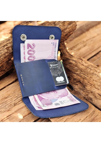 Cy Leather Lyon Mavi Hakiki Deri Erkek Kadın El Yapımı Kompakt Unisex Cüzdan modelleri