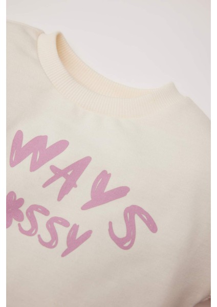 Kız Bebek Bisiklet Yaka Baskılı Sweatshirt D8531A525SP