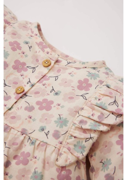 Kız Bebek Bisiklet Yaka Çiçekli Twill Uzun Kollu Gömlek E2786A525SP