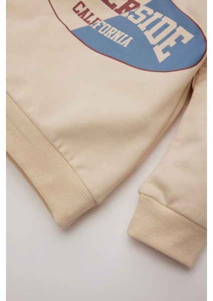 Erkek Bebek 2'li Takım Bisiklet Yaka Baskılı Sweatshirt Beli Lastikli Eşofman Altı E0324A525SP