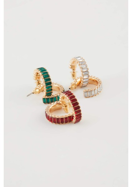 Kadın Renkli Taşlı Halka 3'lü Küpe E1451AXNS modelleri