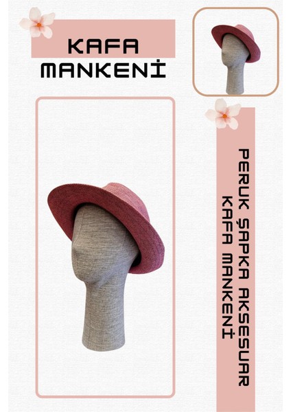 Kumaş Kaplı Polyester Kafa Mankeni Aksesuar Mankeni Şapka Mankeni Peruk Mankeni