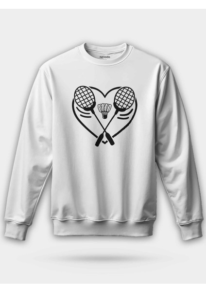 Badminton Kalp Unisex Regular Sweatshirt