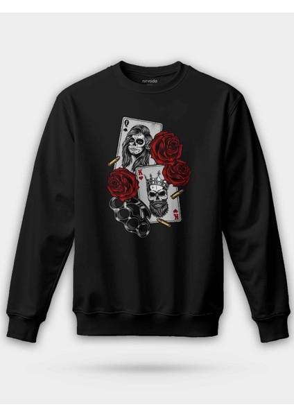 Gangsta Gotik Papaz Kız Iskambil Unisex Regular Sweatshirt