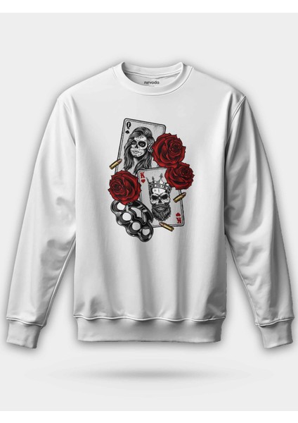 Gangsta Gotik Papaz Kız Iskambil Unisex Regular Sweatshirt