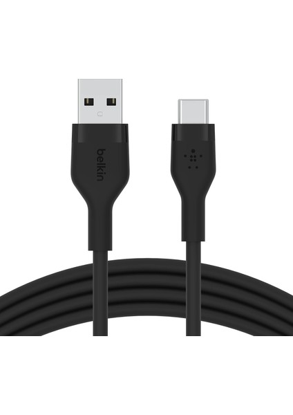 Boostcharge Flex Silikon USB Tip C - A Kablosu (2m/6,6ft), USB Usb-If Sertifikalı Usb-C Şarj Kablosu - Siyah