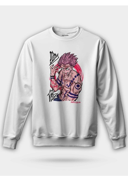 Sukuna Jujutsu Kaisen Çizim Renkli Unisex Regular Sweatshirt