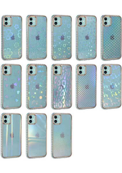 Apple iPhone 11 Kılıf Desenli Parlayan Transparan Zore Avva Kapak-No1
