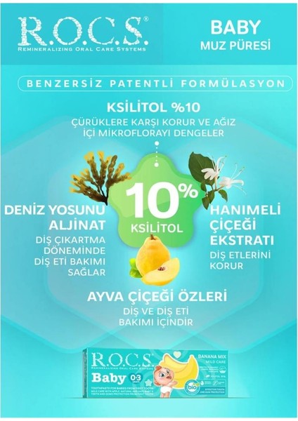 R.o.c.s.bebek Diş Macunu Muz Püresi Tadında 0-3 Yaş 45 gr indirimleri
