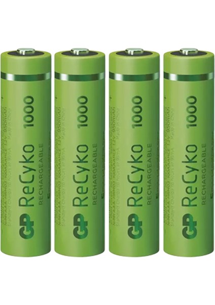 Gp Recyko 950 Mah Aaa Ince 4lü Şarjlı Kalem Pil GP100AAAHCE-2EB4 (GPRHC103E001) (4825)