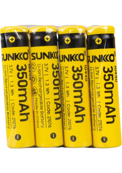Sunkko 3.7 Volt 350 Mah 10440 Şarj Edilebilir Pil (Tekli) (4825)