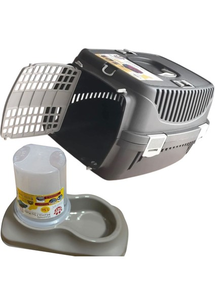 2'li Set 8.10 kg Taşıma Kapasiteli Kedi Köpek Taşıma Çantası ve 1.5 Litre Mama Su Kabı