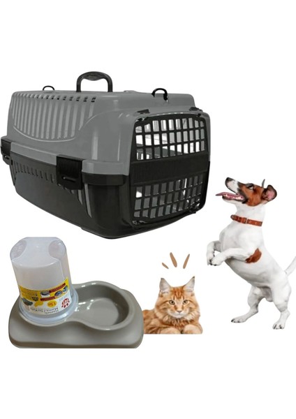 2'li Set 8.10 kg Taşıma Kapasiteli Kedi Köpek Taşıma Çantası ve 1.5 Litre Mama Su Kabı