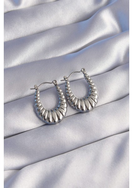 316L Çelik Gümüş Renk Uzun Baklava Görünümlü Küpe