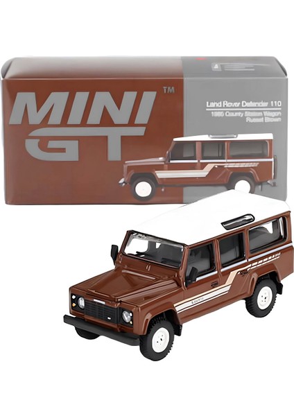 Mini Gt 1/64 Land Rover Defender 110 1985 County Station Wagon Russet Brown
