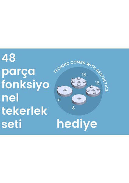 Classic - STEM yapı blokları (192 parça + 48 parça tekerlek seti hediye)
