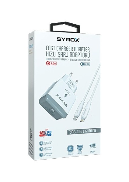 PD18L-TYPE-C Giriş Başlık+Lıghtnıng Kablo 3.0A 18W Pd Quıck Şarj-Type-C Set