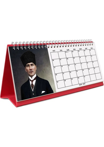 2025 Atatürk Fotoğraflı Takvim, Aylık Planlayıcı Takvim, Çift Taraflı Takvimi