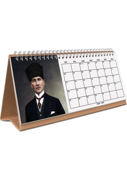 2025 Atatürk Fotoğraflı Takvim, Aylık Planlayıcı Takvim, Çift Taraflı Takvimi