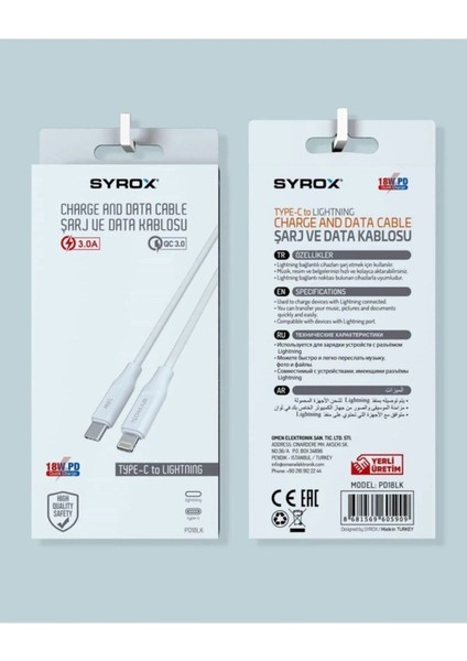 Umut Bilşim Teknolojileri _ PD18LK 18W Pd Type-C To Lightning Kablo