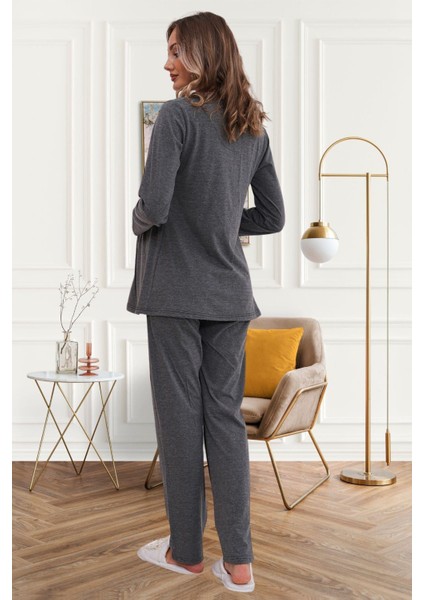 6102 Füme Hamile Lohusa Pijama Takımı