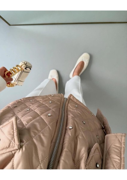 Kadın Şık Taş Detaylı Astarlı Kapitone Midi Yelek indirimleri