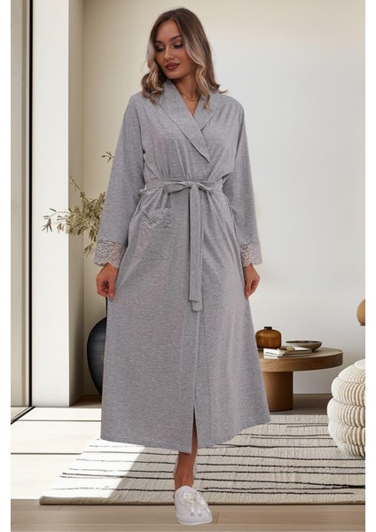 6170 Gri Hamile Lohusa Sabahlıklı Pijama Takımı