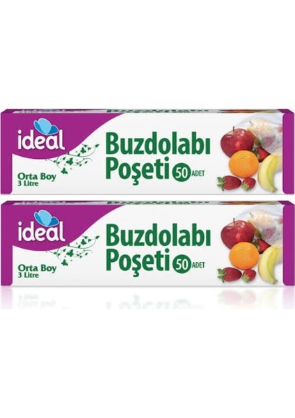Buzdolabı Poşeti Orta Boy 50'li 24 x 33 cm x 2 Paket