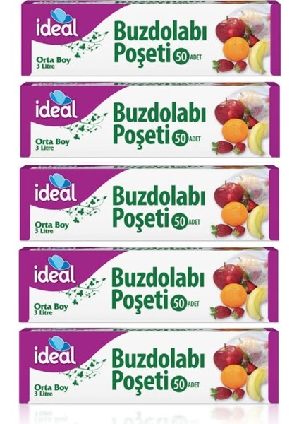 Buzdolabı Poşeti Orta Boy 50'li 24 x 33 cm x 5 Paket