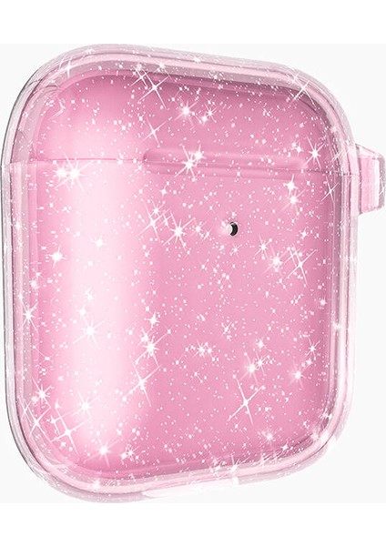 Airpods Zore Allstar Airbag 32 Parlayan Simli Saydam Renkli Kılıf-Pembe