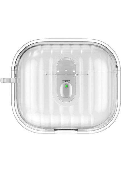 Airpods 4 Kılıf Kenarları Renkli Şeffaf Dilimli Silikon Zore Airbag 40 Kılıf-Şeffaf