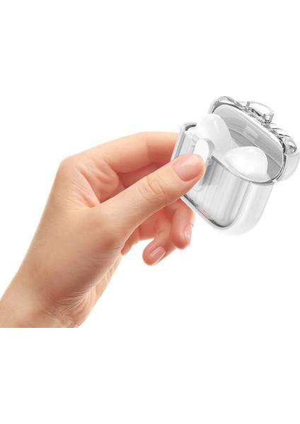 Airpods 4 Kılıf Kenarları Renkli Şeffaf Dilimli Silikon Zore Airbag 40 Kılıf-Şeffaf