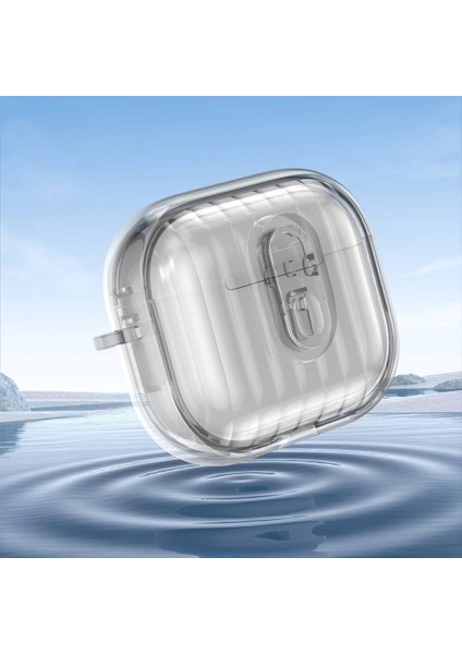 Airpods 4 Kılıf Kenarları Renkli Şeffaf Dilimli Silikon Zore Airbag 40 Kılıf-Şeffaf