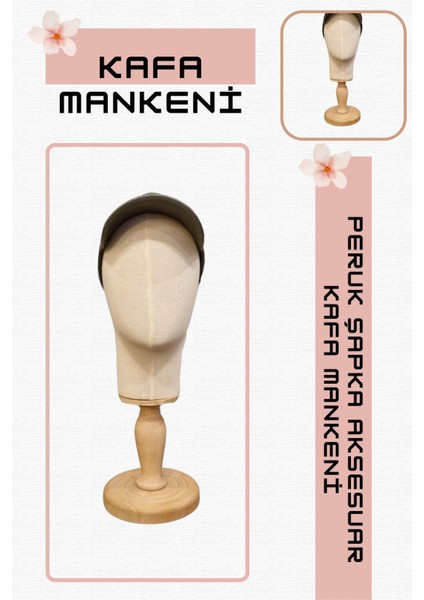 Erkek ahşap standlı kumaş kaplı kafa mankeni