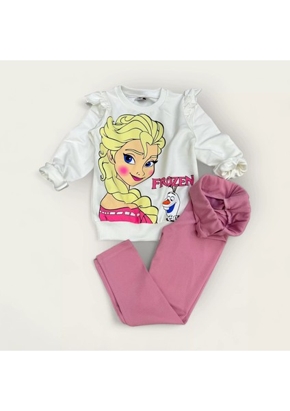 Frozen Alt Üst Kız Çocuk Takım (Alt Fitilli Tayt)