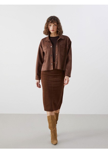 Lcw Vision Beli Fermuarlı Süet Kadın Etek