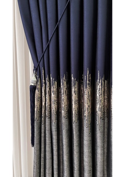 Pano Fon Perde Lacivert Gri (Tek Kanat) fiyatları