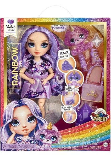 Raınbow Hıgh 120223 Violet Wıllow Moda Bebek Parlak Slıme ve Evcil Hayvan 3+