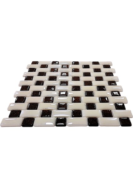 Mutfak Tezgah Arası, Havuz, Banyo, Sauna, Spa, ve Yaşam Alanlarının Tüm Yüzeyleri İçin. 25X50MM. Bej - G.kahve. 31.5X31.5 Cm. Fileli Cam Mozaik. ( 10 File Karo = 1 M2 Fiyatıdır ) fiyatları