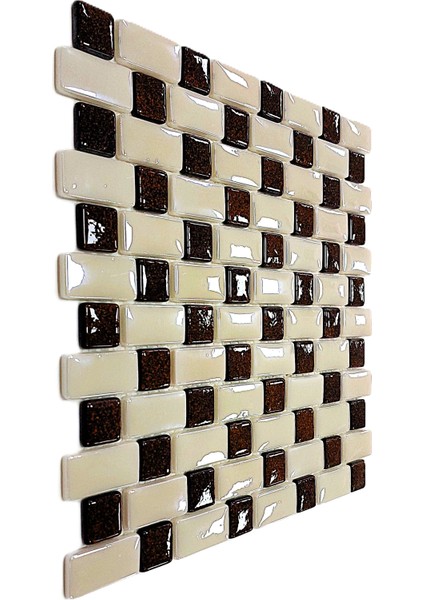 Mutfak Tezgah Arası, Havuz, Banyo, Sauna, Spa, ve Yaşam Alanlarının Tüm Yüzeyleri İçin. 25X50MM. Bej - G.kahve. 31.5X31.5 Cm. Fileli Cam Mozaik. ( 10 File Karo = 1 M2 Fiyatıdır ) indirimleri