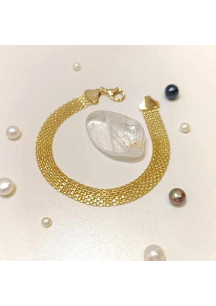 8.8 mm Bismark Hasır Bileklik Künye 14 Ayar Altın fiyatları