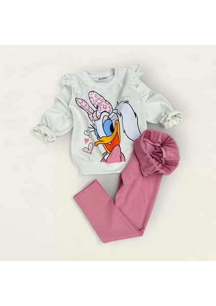 Daisy Duck Alt Üst Kız Çocuk Takım (Alt Fitilli Tayt)