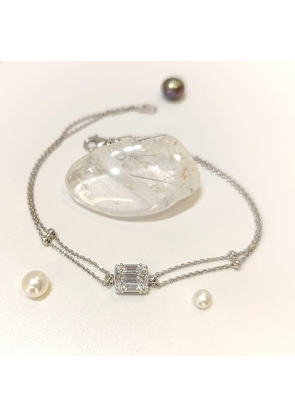 Baget Taşlı Bileklik Künye 14 Ayar Altın