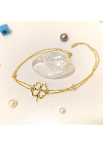 Yonca Bileklik Künye 14 Ayar Altın