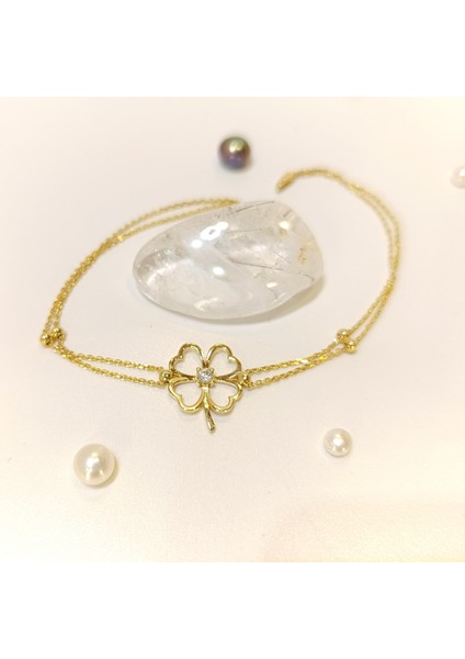 Yonca Bileklik Künye 14 Ayar Altın modelleri