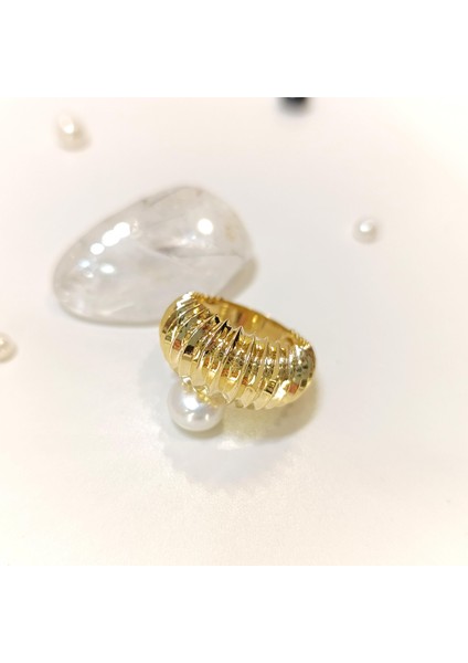 İstiridye Taşsız Yüzük 14 Ayar Altın