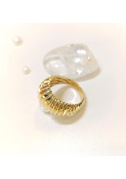 İstiridye Taşsız Yüzük 14 Ayar Altın modelleri