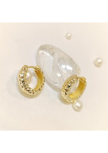 17 mm Kalemli Halka Küpe 14 Ayar Altın
