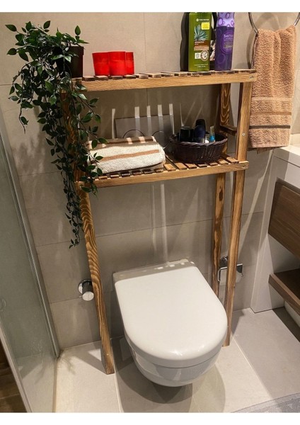 Masif Ahşap 120X60 Klozet Üstü Düzenleyici Ahşap Banyo Rafı Banyo Düzenleyici Natural Dolap MOB176