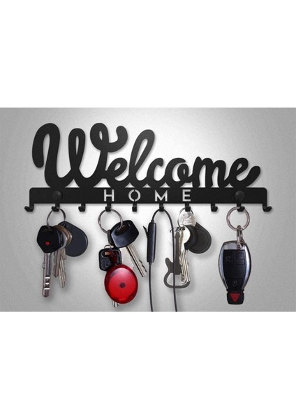 Metal Anahtar Askılığı Welcome Dekoratif Anahtarlık Desenli Dekoratif Metal Askılık,anahtarlık,çant